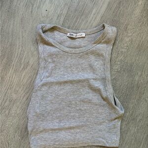 Zara Gray Sleeveless Crop Top